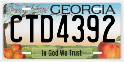 GA license plate CTD4392