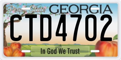 GA license plate CTD4702