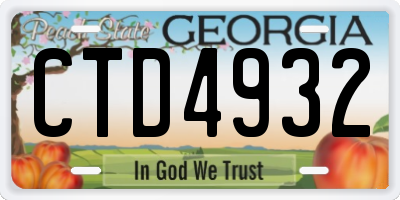 GA license plate CTD4932