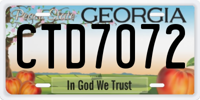 GA license plate CTD7072