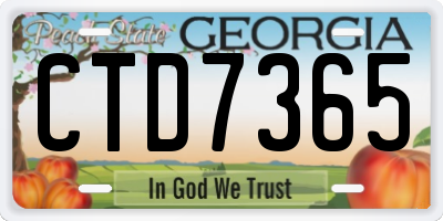 GA license plate CTD7365