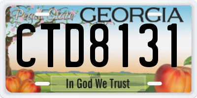 GA license plate CTD8131