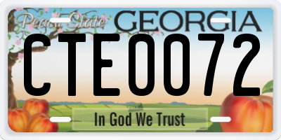 GA license plate CTE0072