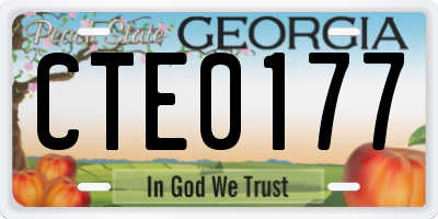 GA license plate CTE0177