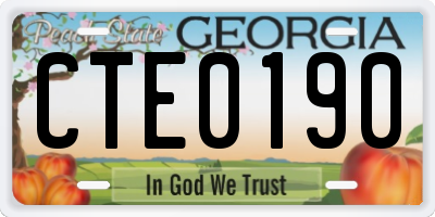 GA license plate CTE0190