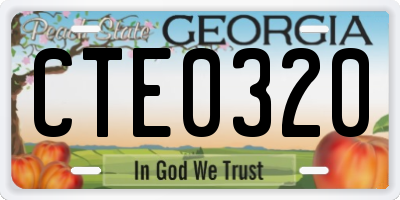 GA license plate CTE0320
