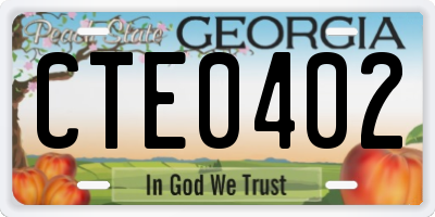 GA license plate CTE0402