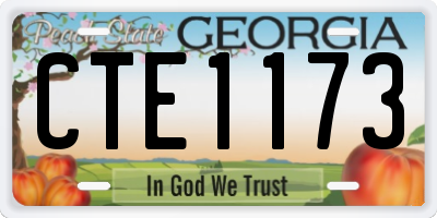 GA license plate CTE1173