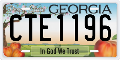 GA license plate CTE1196