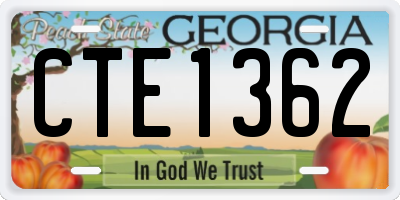 GA license plate CTE1362