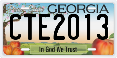 GA license plate CTE2013