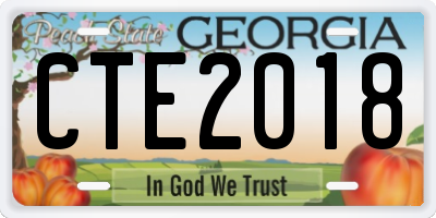 GA license plate CTE2018
