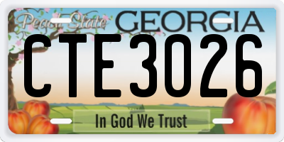 GA license plate CTE3026