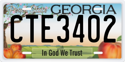 GA license plate CTE3402