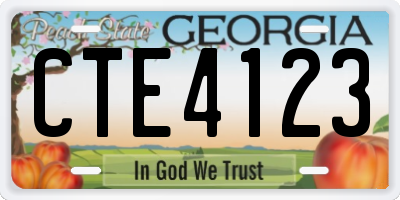 GA license plate CTE4123