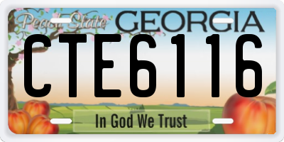 GA license plate CTE6116