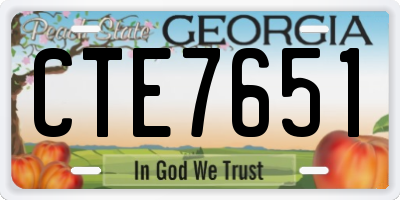 GA license plate CTE7651