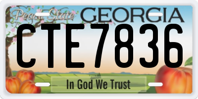 GA license plate CTE7836