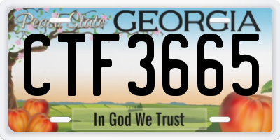 GA license plate CTF3665