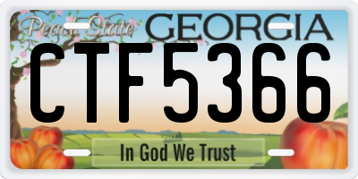 GA license plate CTF5366