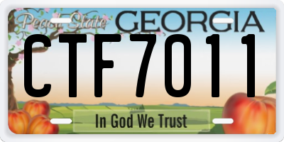 GA license plate CTF7011
