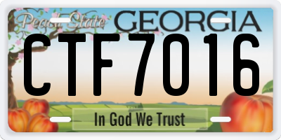 GA license plate CTF7016