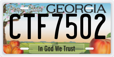 GA license plate CTF7502