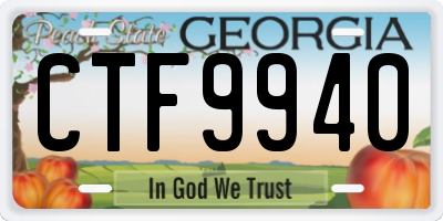 GA license plate CTF9940