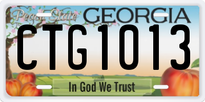 GA license plate CTG1013