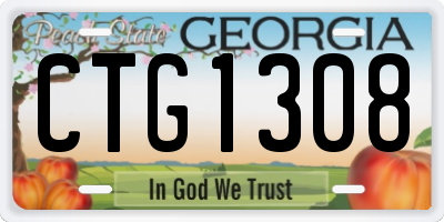 GA license plate CTG1308