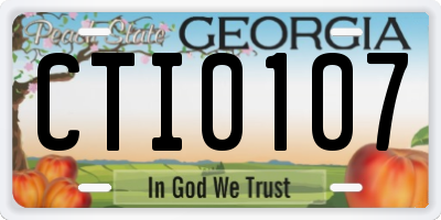 GA license plate CTI0107