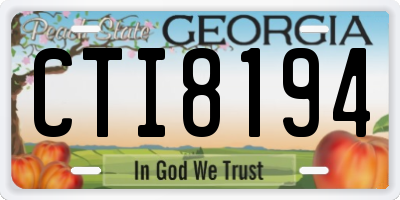 GA license plate CTI8194