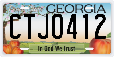 GA license plate CTJ0412