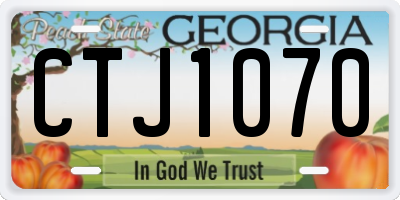 GA license plate CTJ1070