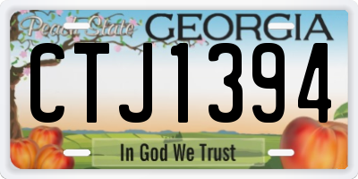 GA license plate CTJ1394
