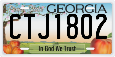 GA license plate CTJ1802