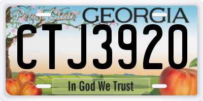 GA license plate CTJ3920