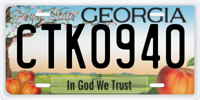 GA license plate CTK0940
