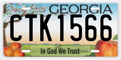 GA license plate CTK1566