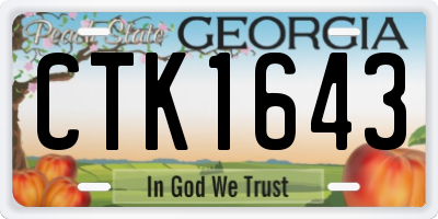 GA license plate CTK1643