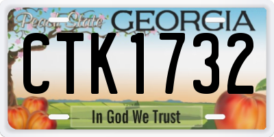 GA license plate CTK1732