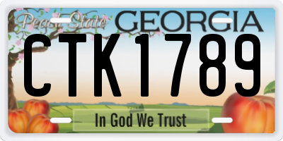 GA license plate CTK1789