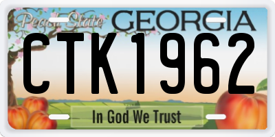 GA license plate CTK1962