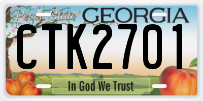GA license plate CTK2701