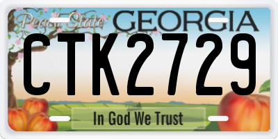GA license plate CTK2729