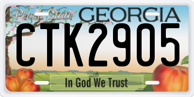 GA license plate CTK2905