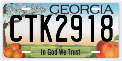 GA license plate CTK2918