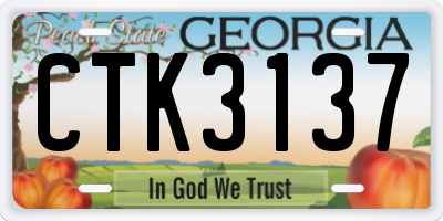 GA license plate CTK3137