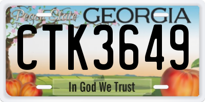 GA license plate CTK3649