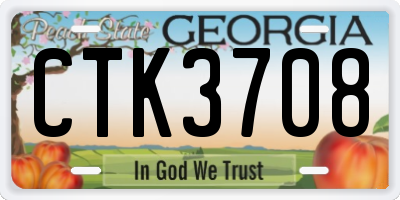 GA license plate CTK3708